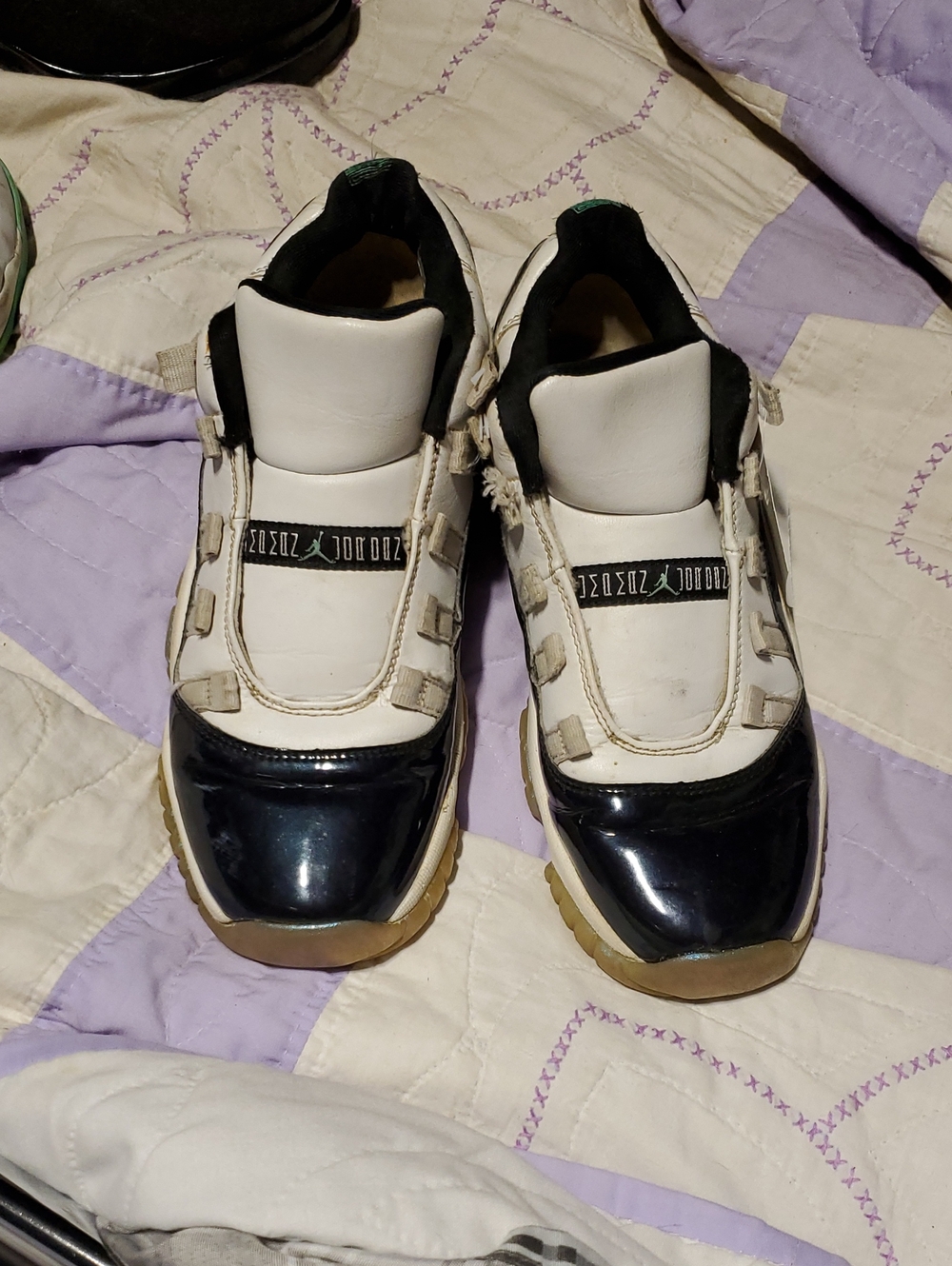 Jordan Men's White and Black Patent Toe Sneakers